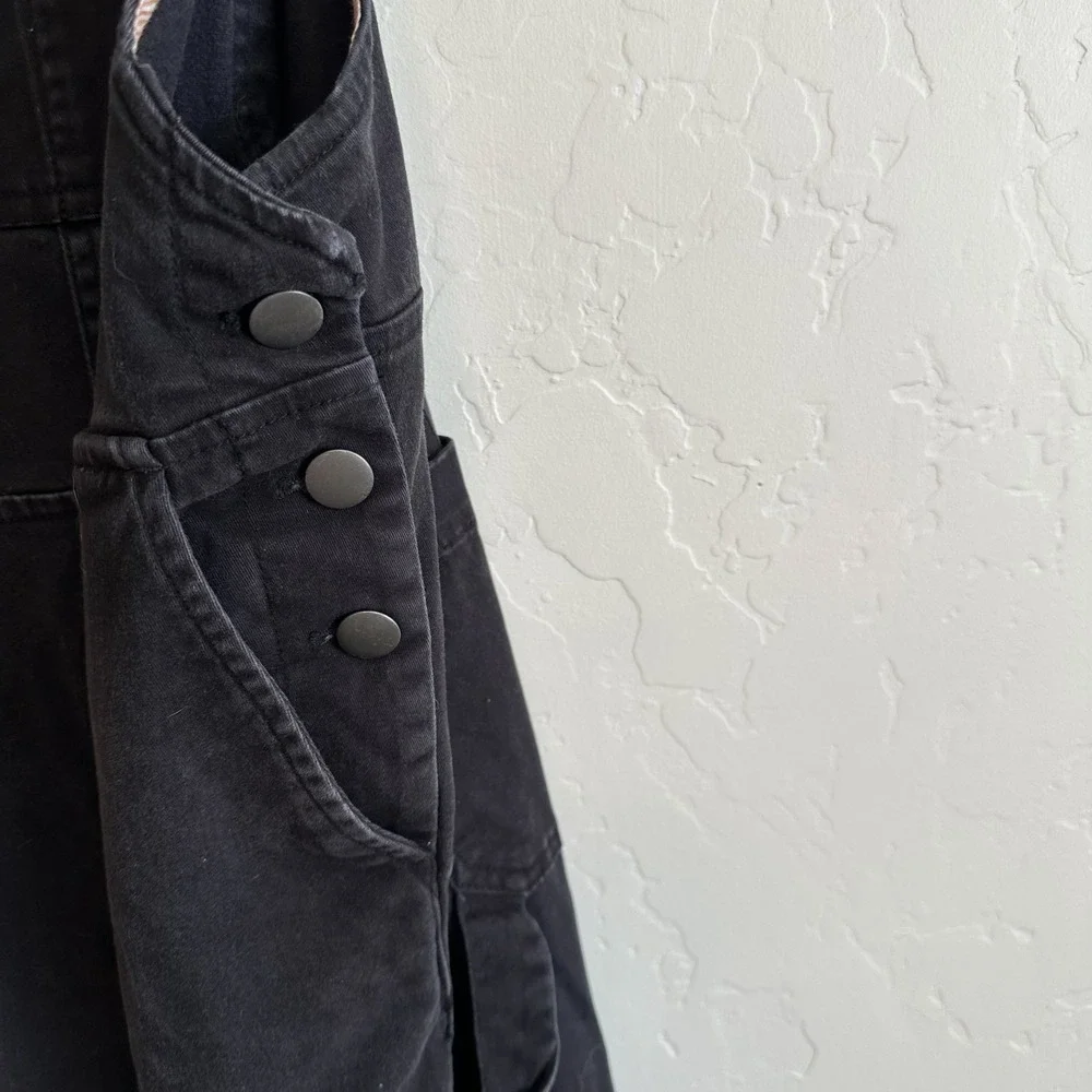 Wildfang | Essential Straight Leg Utility Cotton Denim Overalls in Black‎